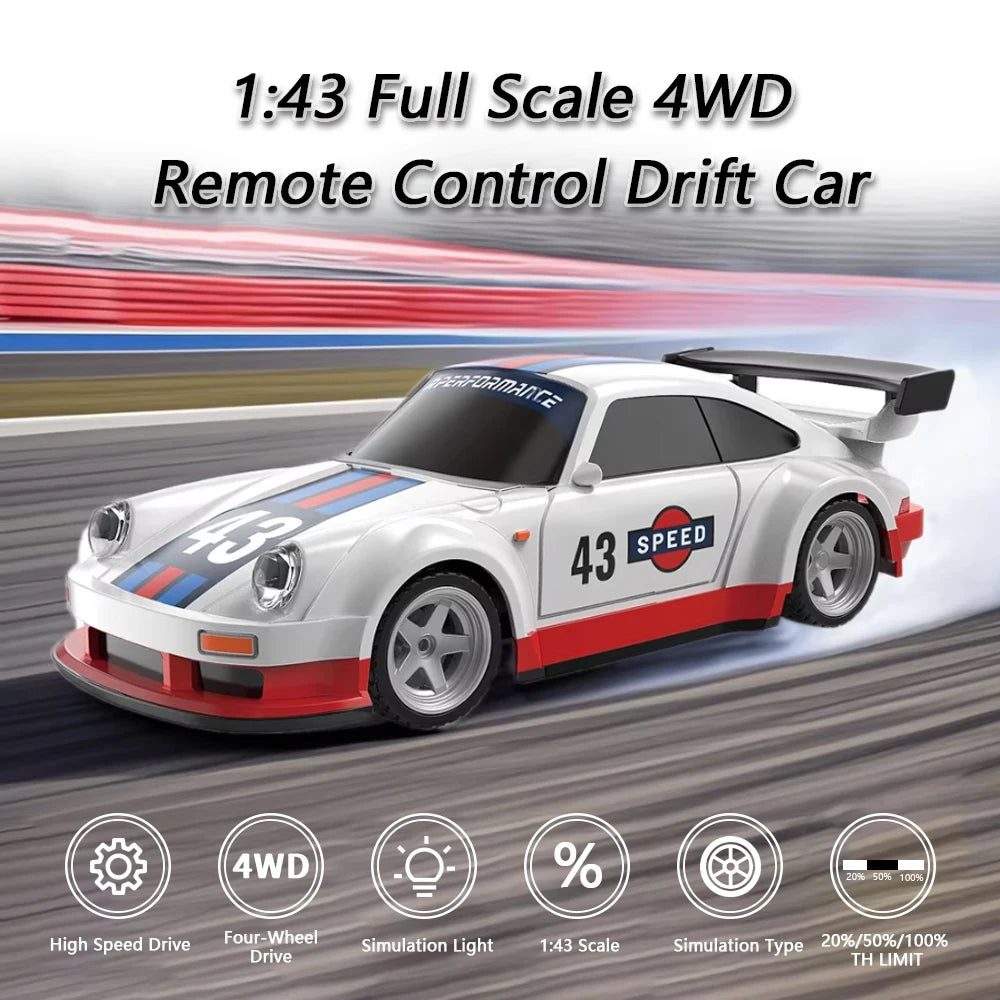 Mini 1:43 RC Drift Car 4WD with Gyro and LED Lights