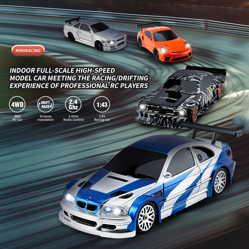 Mini 1:43 RC Drift Car 4WD with Gyro and LED Lights