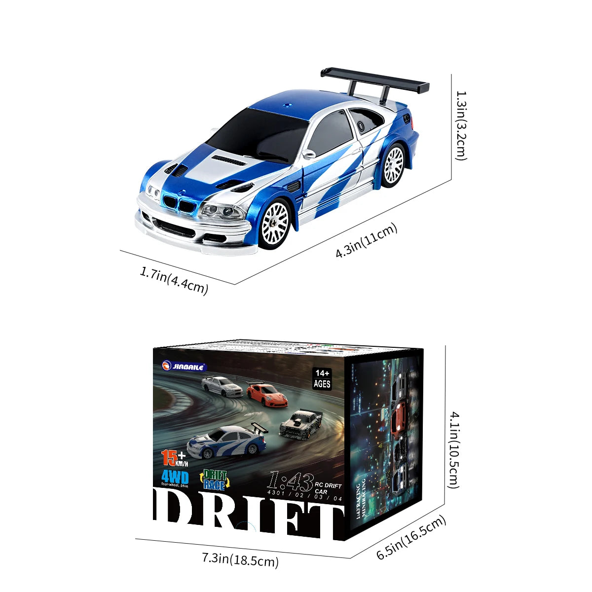 Mini 1:43 RC Drift Car 4WD with Gyro and LED Lights